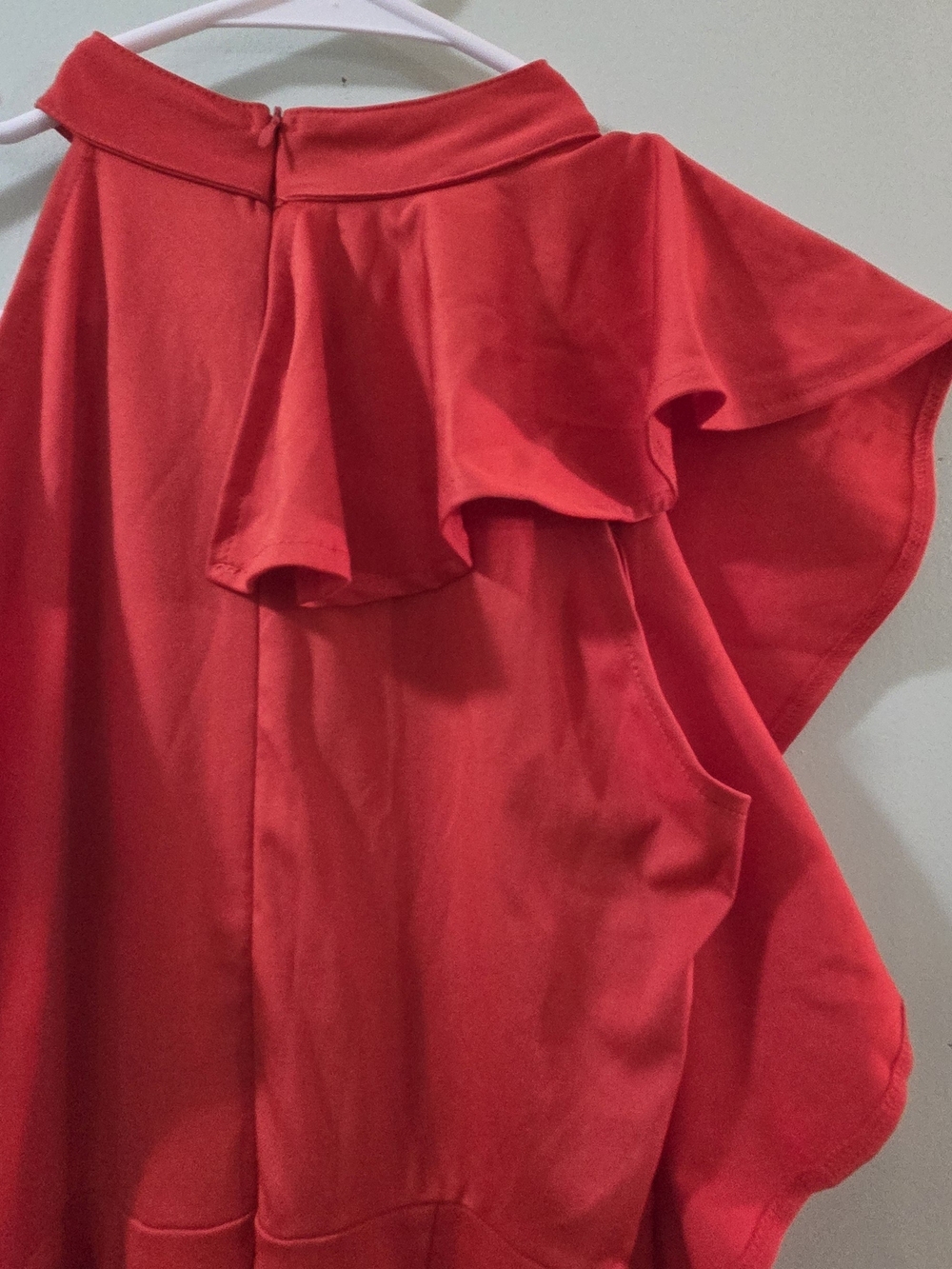 Red One-Shoulder Ruffle Jumpsuit - Picture 6 of 10
